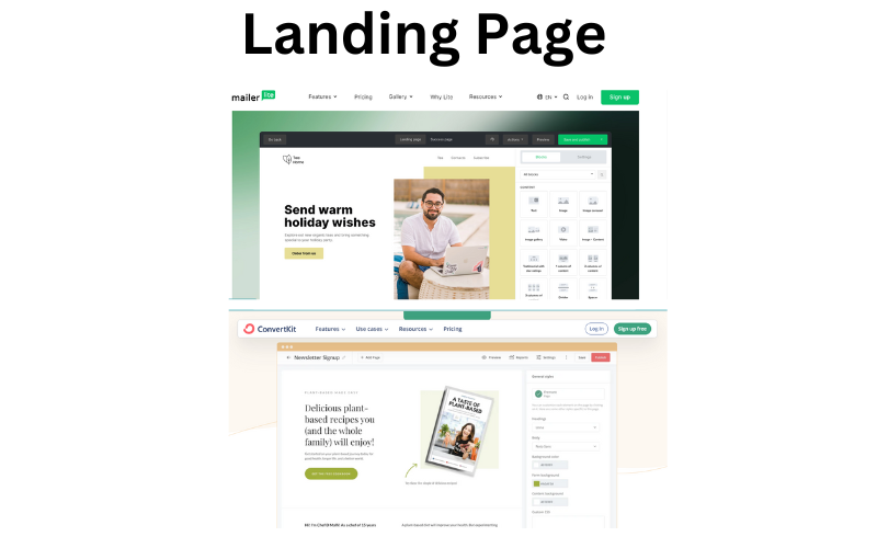  MailerLite vs. ConvertKit ; Landing page