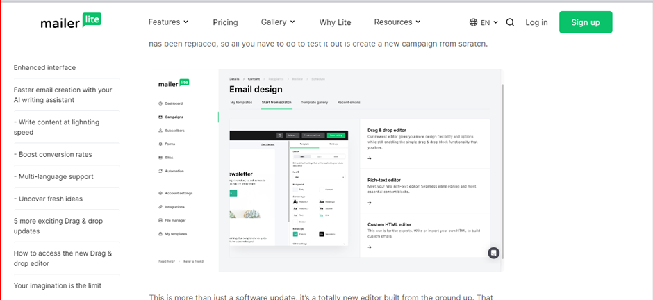 MailerLite: Email design